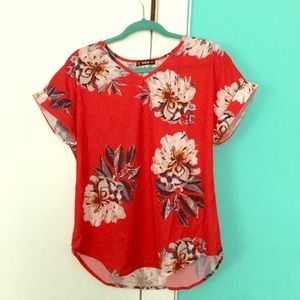 Red Floral SHEIN Top